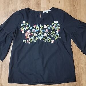 LOFT Bird Embroidered Top